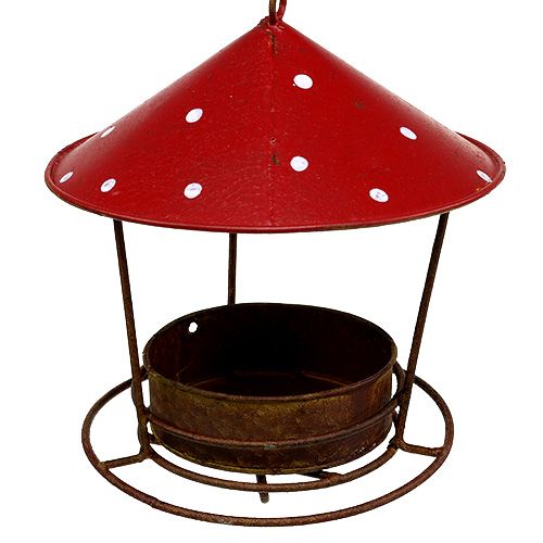Floristik24 Futterhaus zum Hängen Rot, Rost Ø16cm H40cm