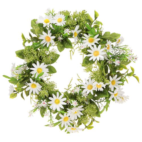 Gänseblümchen Kranz Weiß Grün Künstlich Ø28cm H9cm