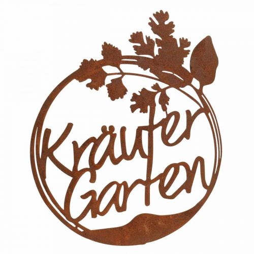 Artikel Gartendeko Rost, Schriftzug, Kräuter Blumen Rosen 29,5cm