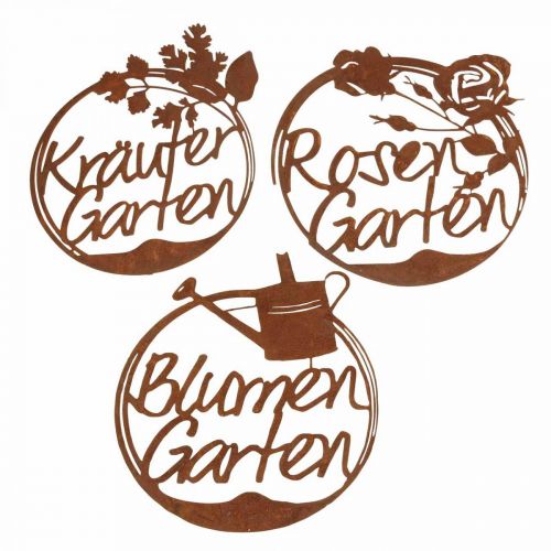 Artikel Gartendeko Rost, Schriftzug, Kräuter Blumen Rosen 29,5cm