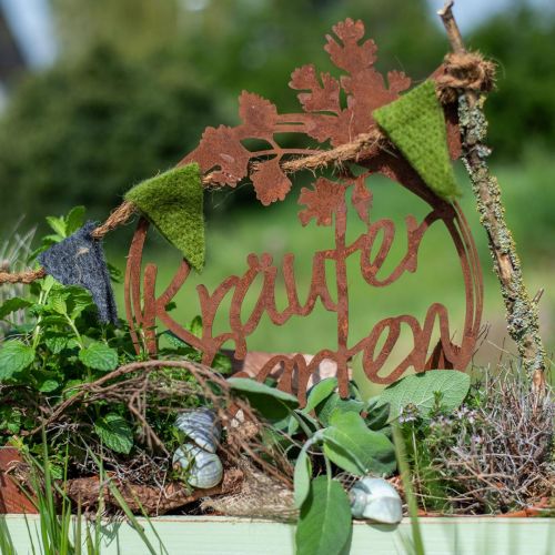 Artikel Gartendeko Rost, Schriftzug, Kräuter Blumen Rosen 29,5cm