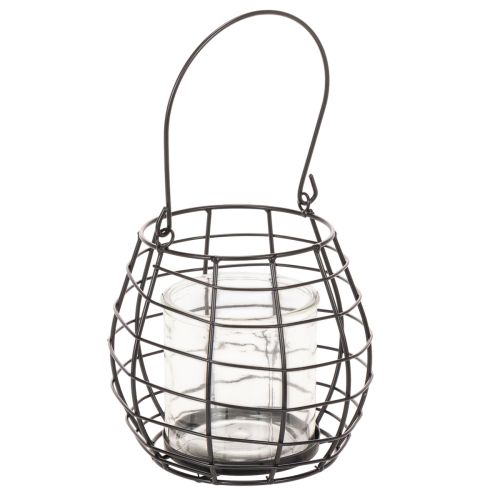 Gartenlaterne mit Henkel aus Metall und Glas Schwarz Ø17cm H15cm bestellen | Floristik24.at