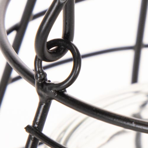 Gartenlaterne mit Henkel aus Metall und Glas Schwarz Ø17cm H15cm | Floristik24.at