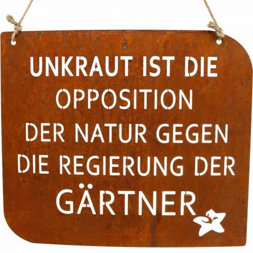 Floristik24 Gartenschild mit Spruch „Unkraut“ Rost Deko Garten 35×30cm