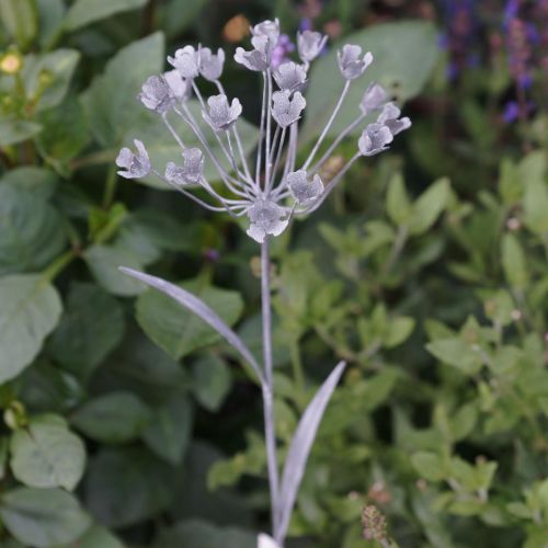 Artikel Gartenstecker-Blume, Gartendeko, Pflanzenstecker aus Metall Shabby Chic Weiß, Silbern L52cm Ø10cm 2St