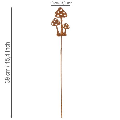 Gartenstecker aus Metall mit Edelrost-Optik Fliegenpilz 10 cm 6 Stück | Floristik24.at