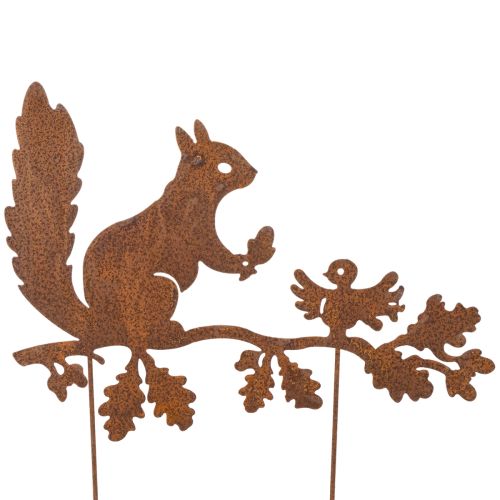 Gartenstecker Metall Eichhörnchen auf Ast 42cm Rostoptik 3 Stück