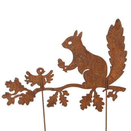 Gartenstecker Metall Eichhörnchen auf Ast 42cm Rostoptik 3 Stück | Floristik24.at