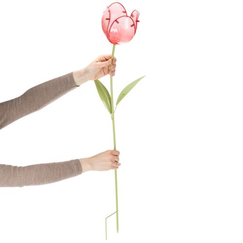Gartenstecker Tulpe aus Glas Rot 94cm | Floristik24.at