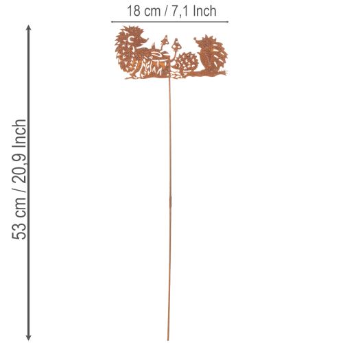 Gartenstecker aus Metall Igel-Motiv Rostoptik 53cm für Sommer und Herbst | Floristik24.at