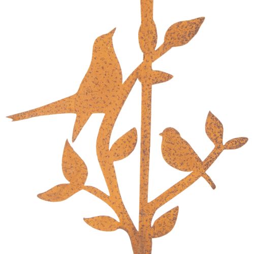 Metall-Gartenstecker Zweig mit Vogelmotiv Edelrost 100 cm | Floristik24.at