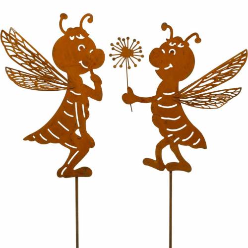 Floristik24 Gartenstecker Biene Edelrost Gartendeko Frühlingsdeko 2St