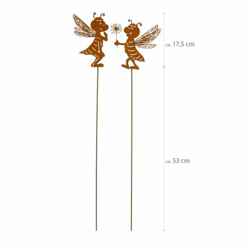 Floristik24 Gartenstecker Biene Edelrost Gartendeko Frühlingsdeko 2St