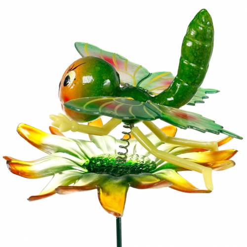 Floristik24 Dekostecker Schmetterling und Blume mit Metallfedern Grün, Orange H70cm