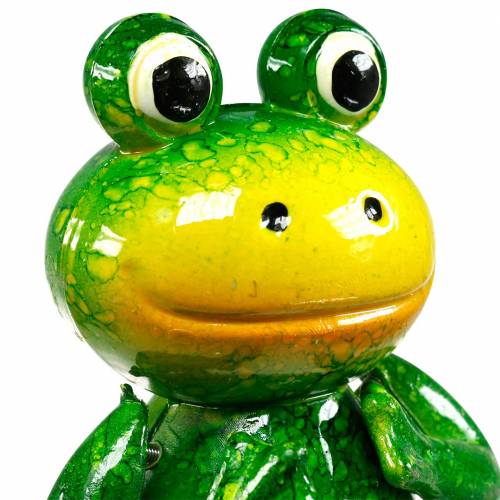 Floristik24 Deko-Stecker hüpfender Frosch mit Metallfedern Grün, Gelb H65,5cm