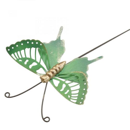 Floristik24 Gartenstecker Metall Schmetterling Grün Gold 12x10/46cm