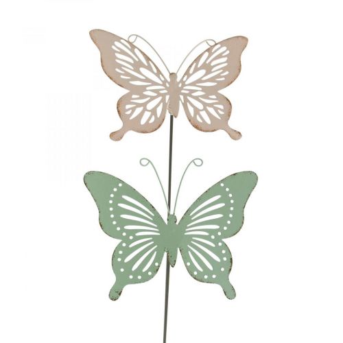 Beetstecker Metall Schmetterling Rosa Grün 10,5x8,5cm 4St