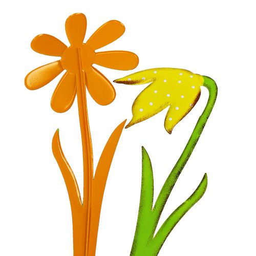 Floristik24 Gartenstecker Metallblume Orange, Gelb 47cm 4St