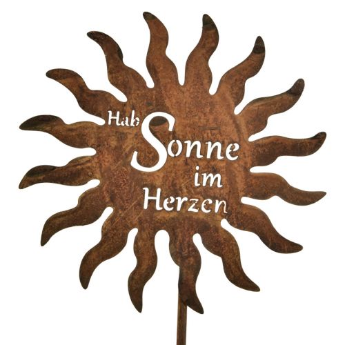 Floristik24 Gartenstecker Rost Beetstecker Sonne im Herzen Ø12cm 6 St