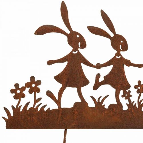 Floristik24 Gartenstecker Rost Ostern, Blumenstecker Hasen Metall B40cm