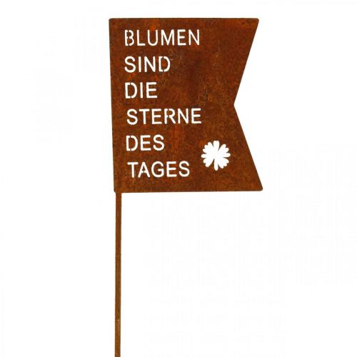 Floristik24 Dekostecker “Blumen sind die Sterne des Tages”, Blumendeko Edelrost L32,5cm 3St