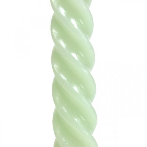 Floristik24 Gedrehte Kerzen Spiralkerzen Grün Mint Ø2,2cm H30cm 2St