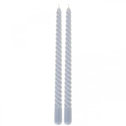 Floristik24 Gedrehte Kerzen Hellblau Spitzkerzen Ø2,2cm H30cm 2St