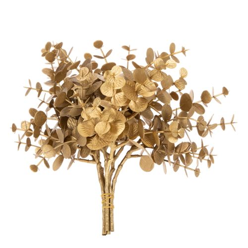 Künstliche Eukalyptuszweige Gold 24 cm, Set mit 6 Deko-Zweigen | Floristik24.at