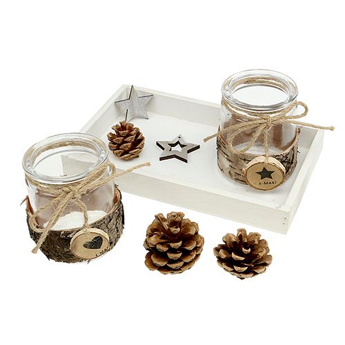 Floristik24 Geschenk-Set Tablett mit Teelichtgläsern