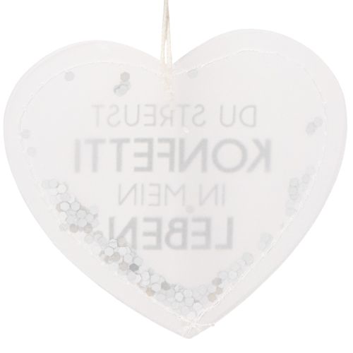 Geschenkanhänger Herz aus Papier mit Konfetti und Spruch ca. 9cm Weiß Silber 6 Stück | Floristik24.at