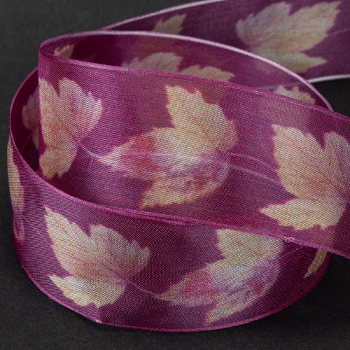 Artikel Geschenkband Ahornblätter Lila Band Herbst 40mm 15m