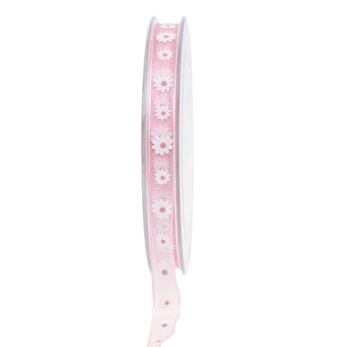 Floristik24 Geschenkband Rosa mit Blüte 10mm 20m