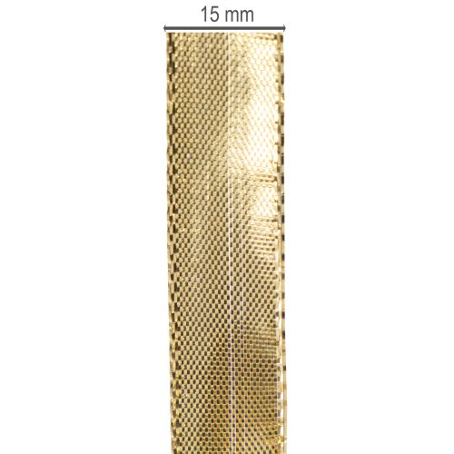 Geschenkband mit Drahtkante aus Polyester und Polyamid 15mm x 25m Gold | Floristik24.at