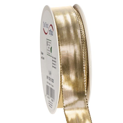 Artikel Geschenkband aus Polyester und Polyamid mit Drahtkante 25mm x 25m Gold