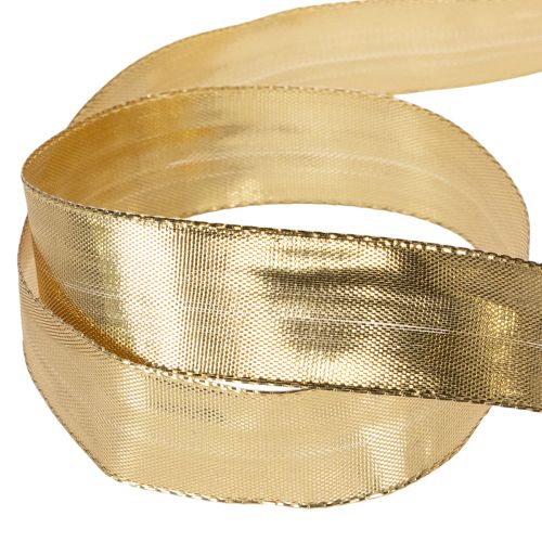 Geschenkband aus Polyester und Polyamid mit Drahtkante 25mm x 25m Gold | Floristik24.at