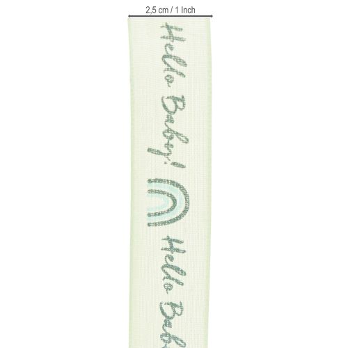 Artikel Geschenkband Hello Baby Dekoband Taufe Grün 25mm 16m