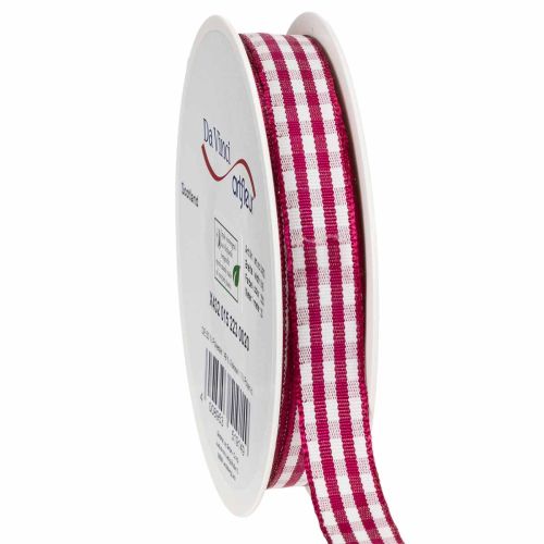 Geschenkband Viskose-Polyester, Karomuster, 15mm x 20m, Violett-Weiß bestellen | Floristik24.at