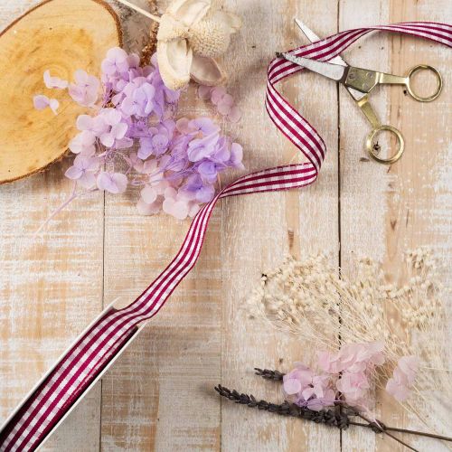 Geschenkband Viskose-Polyester, Karomuster, 15mm x 20m, Violett-Weiß | Floristik24.at