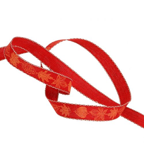 Floristik24 Dekoband Herbstmotiv Rot 15mm 20m