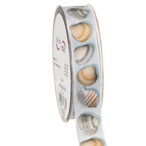 Floristik24 Geschenkband Maritime Deko Muscheln Blau 25mm 15m