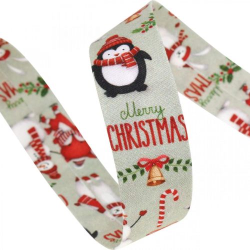 Geschenkband Merry Christmas Pinguine Weihnachtsband 25mm 8m