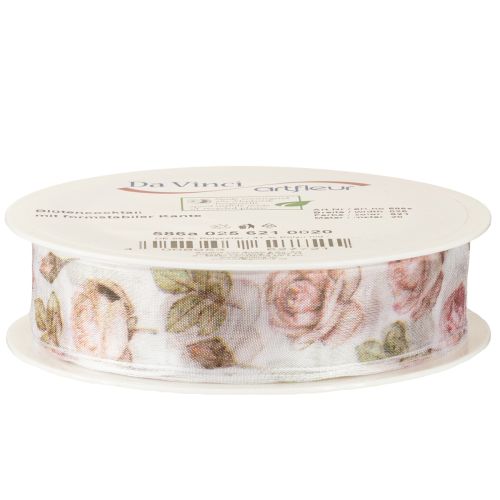 Artikel Geschenkband Rosen Organzaband mit Blüten 25mm 20m