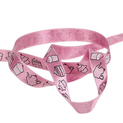 Artikel Geschenkband Tortenmotiv Rosa 15mm 20m