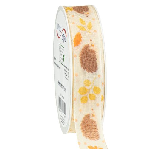 Geschenkband Webkante Band Herbst Igel 15mm 18m