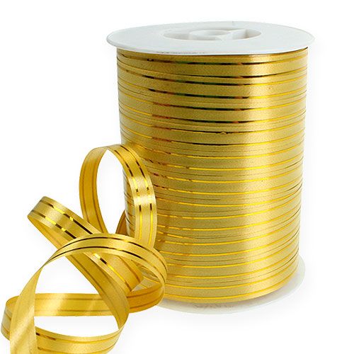 Floristik24 Splittband 2 Goldstreifen auf Gold 10mm 250m