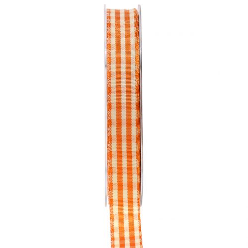 Floristik24 Geschenkband Karo Orange 15mm 20m