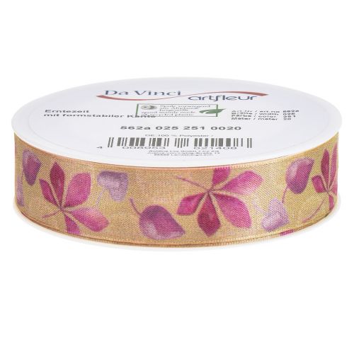 Artikel Geschenkband Lila Herbstlaub Deko Band Herbst 25mm 20m