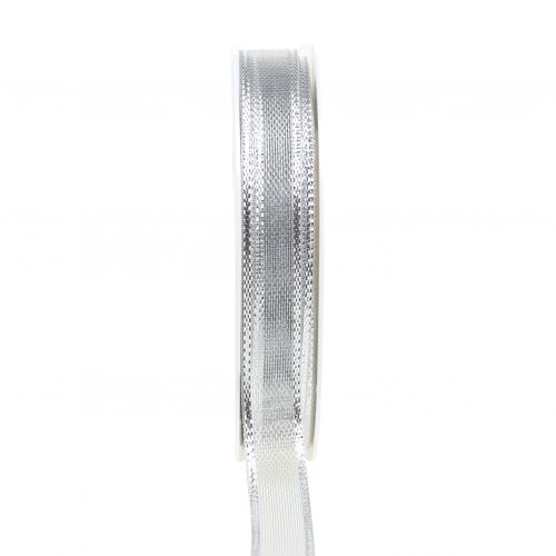 Floristik24 Geschenkband Silber Ringeleffekt 15mm 25m