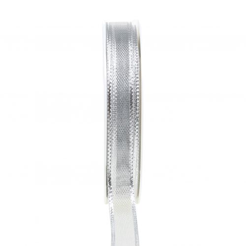 Geschenkband Silber Ringeleffekt 15mm 25m