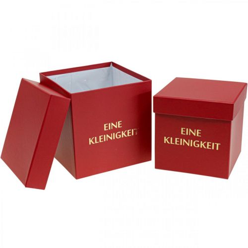 Artikel Geschenkbox „Eine Kleinigkeit“ eckig Rot 14/12cm 2er-Set